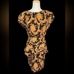 90’s style Black & Gold Baroque Dress | Women’s Size 10